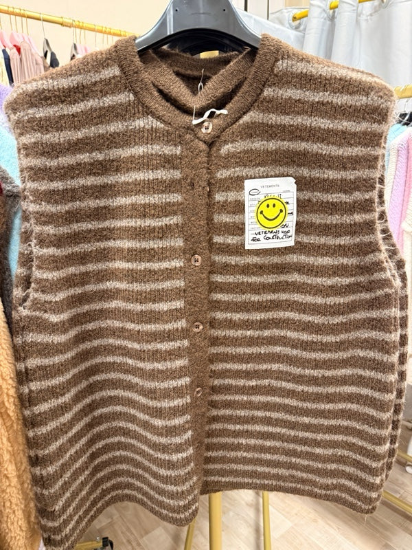 Strickweste braun/taupe gestreift