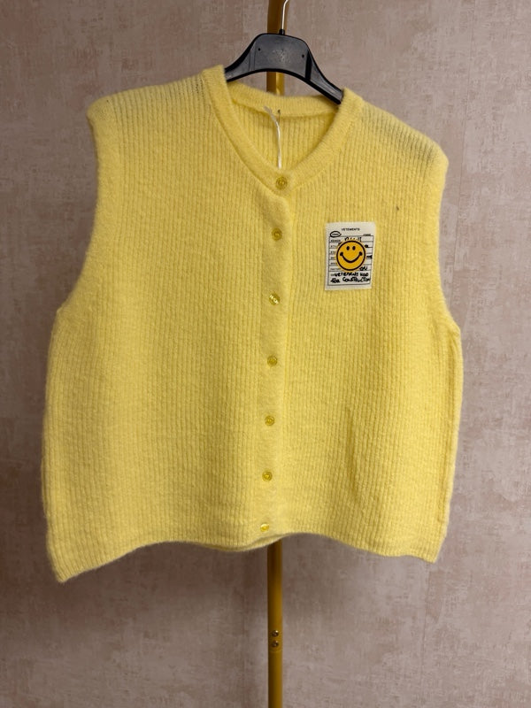 Strickweste Smiley Patch