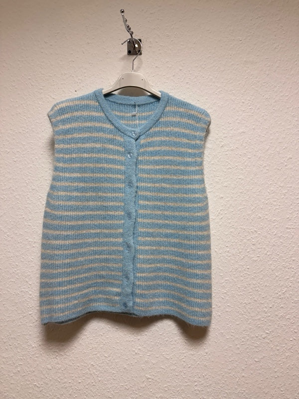 Strick Pullover - Hellblau/Weiß gestreift