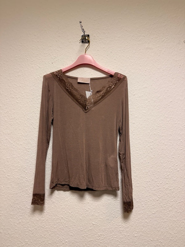 Bluse durchsichtig mit Muster am Kragen