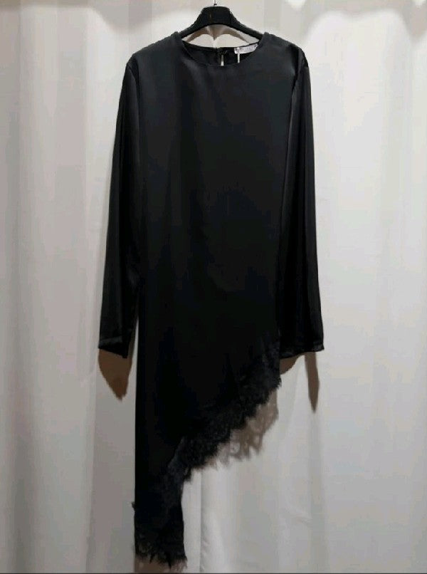 Satin Bluse mit Spitze