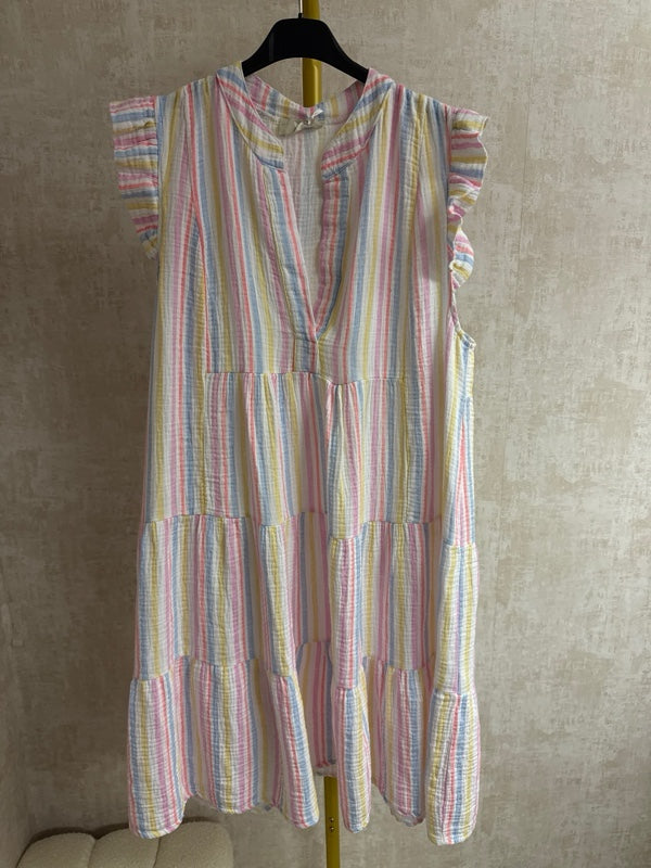 Musselin Kleid gestreift