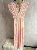 Musselin Kleid gestreift lang